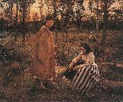 Bela Ivanyi-Grunwald Shepherd and Peasant Woman oil painting